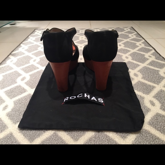 ROCHAS Black Suede Wedge Sandal. IT37.5 - Picture 3 of 5
